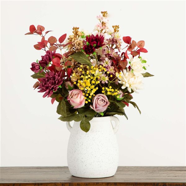Nearly Natural 25-in Mixed Flower Arrangement in Ceramic Vase