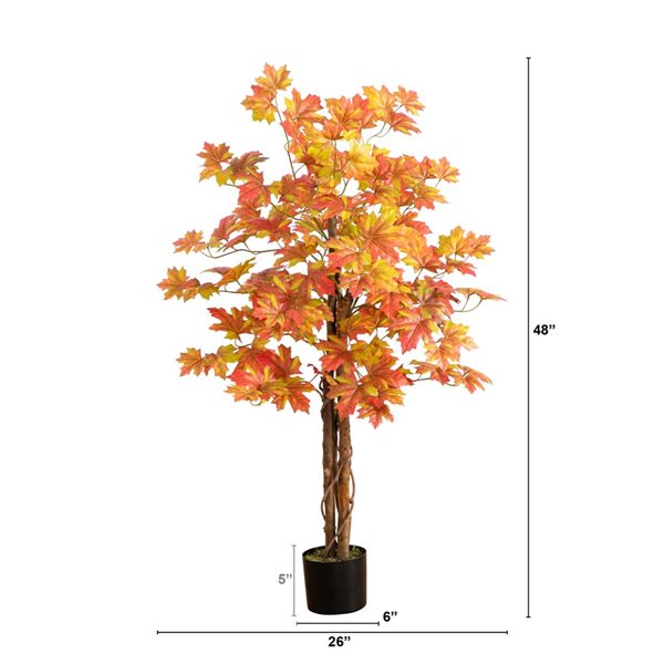 Nearly Natural 4-ft Autumn Deluxe Maple Artificial Tree
