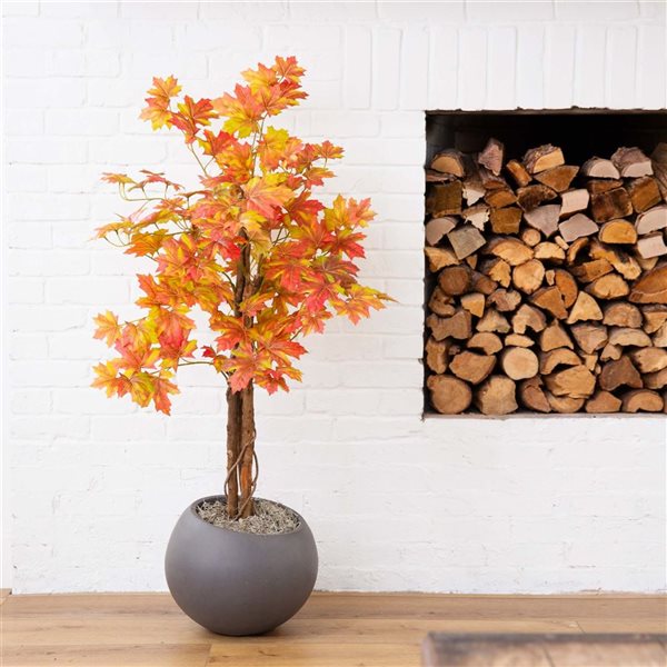 Nearly Natural 4-ft Autumn Deluxe Maple Artificial Tree