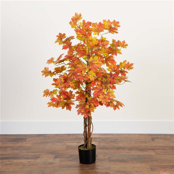 Nearly Natural 4-ft Autumn Deluxe Maple Artificial Tree