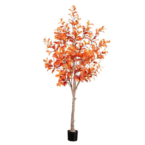 Nearly Natural 8-ft Autumn Oak Artificial Tree
