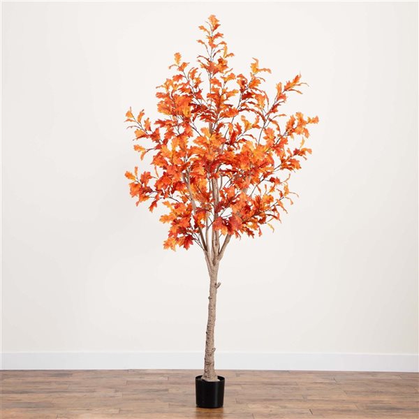 Nearly Natural 8-ft Autumn Oak Artificial Tree