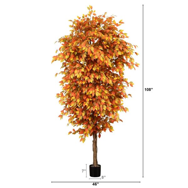 Nearly Natural 9-ft Autumn Ficus Artificial Tree