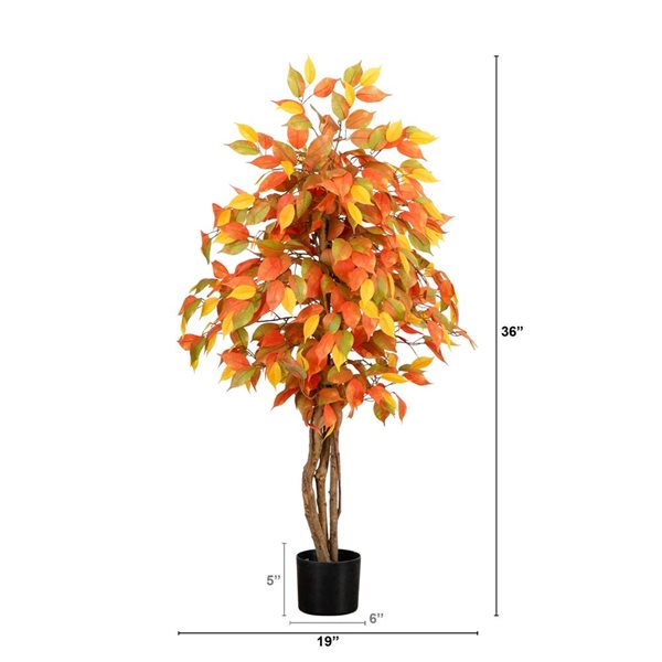 Nearly Natural 3-ft Autumn Ficus Artificial Tree