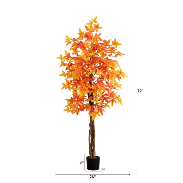 Nearly Natural 6-ft Autumn Deluxe Maple Artificial Tree