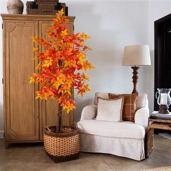 Nearly Natural 6-ft Autumn Deluxe Maple Artificial Tree