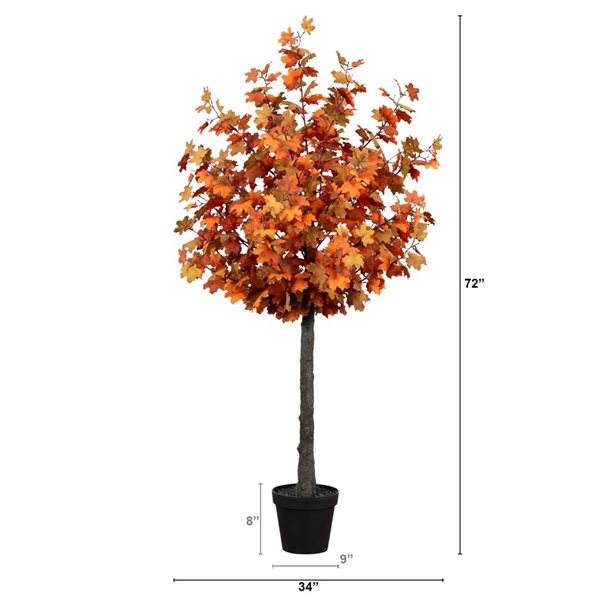 Nearly Natural 6-ft Autumn Lush Maple Artificial Tree