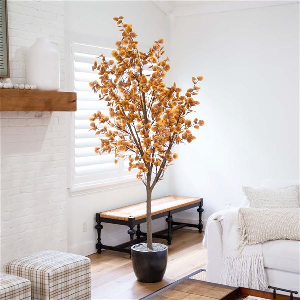 Nearly Natural 8-ft Artificial Autumn Fall Eucalyptus Tree