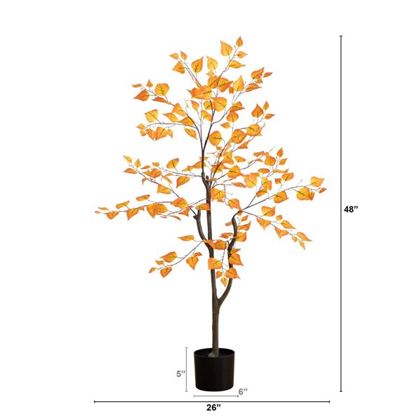 Nearly Natural 4-ft Autumn Birch Leaf Artificial Tree