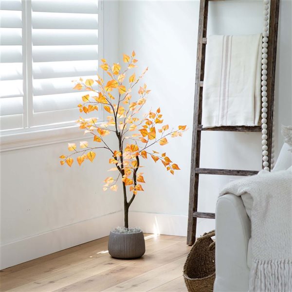 Nearly Natural 4-ft Autumn Birch Leaf Artificial Tree