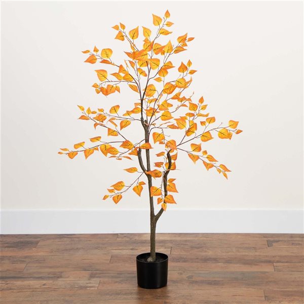Nearly Natural 4-ft Autumn Birch Leaf Artificial Tree
