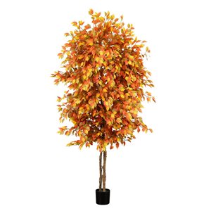 Nearly Natural 8-ft Autumn Ficus Artificial Tree