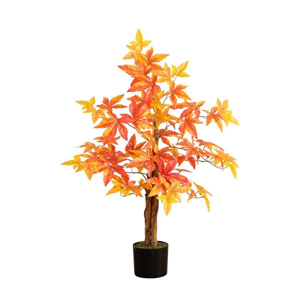 Nearly Natural 3-ft Autumn Deluxe Maple Artificial Tree