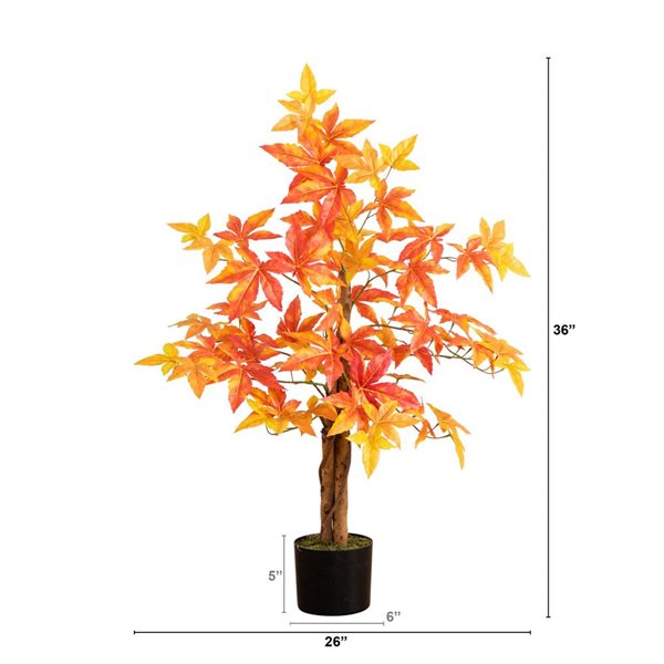 Nearly Natural 3-ft Autumn Deluxe Maple Artificial Tree