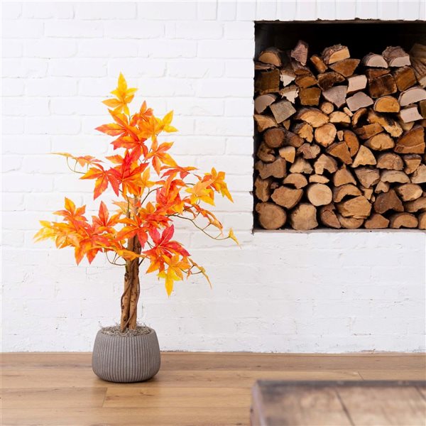 Nearly Natural 3-ft Autumn Deluxe Maple Artificial Tree
