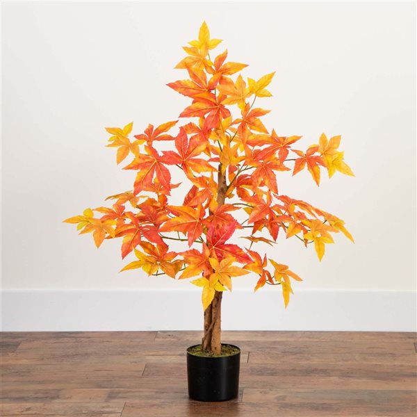 Nearly Natural 3-ft Autumn Deluxe Maple Artificial Tree