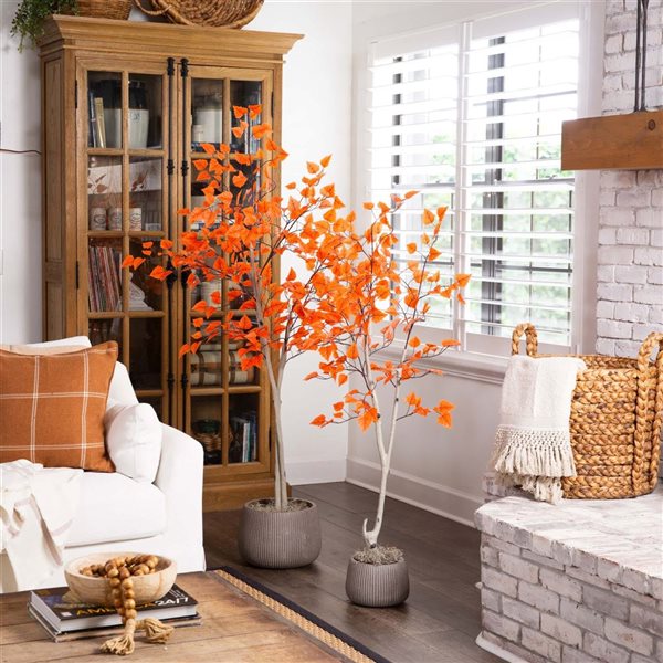 Nearly Natural 5-ft Autumn Paper Birch Artificial Tree