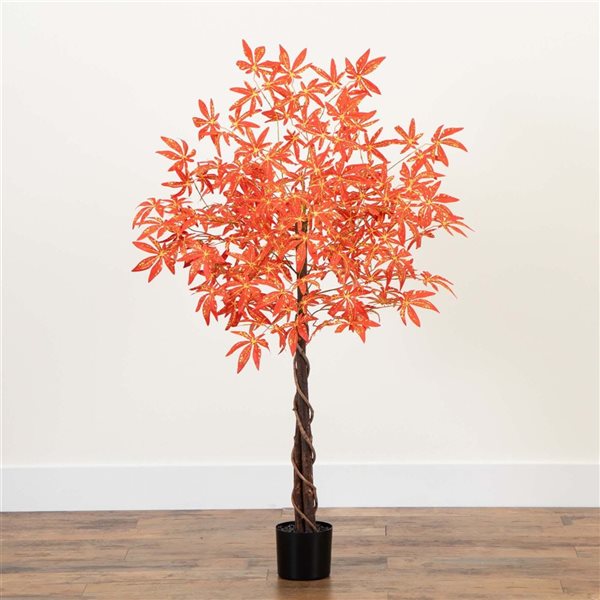 Nearly Natural 4-ft Autumn Vibrant Maple Artificial Tree
