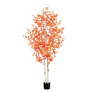 Nearly Natural 8-ft Autumn Birch Artificial Tree