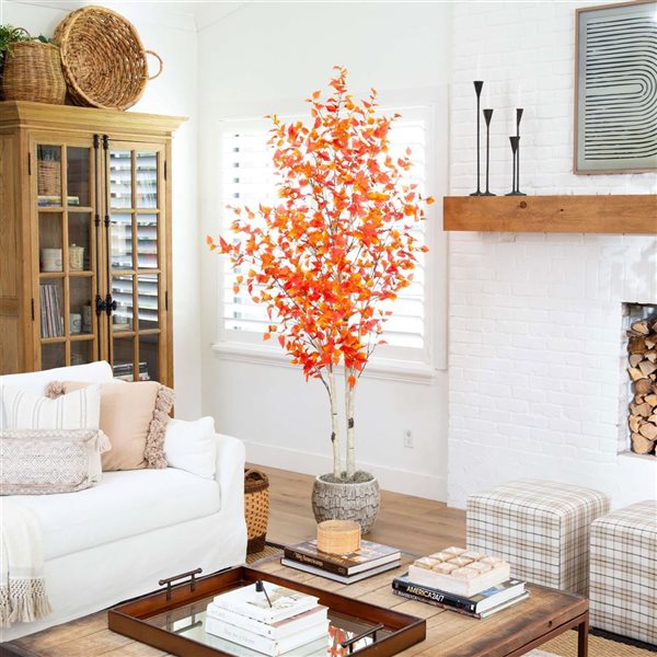 Nearly Natural 8-ft Autumn Birch Artificial Tree