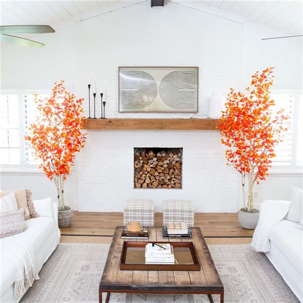 Nearly Natural 8-ft Autumn Birch Artificial Tree