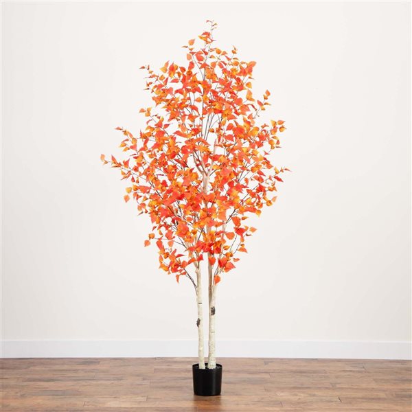 Nearly Natural 8-ft Autumn Birch Artificial Tree