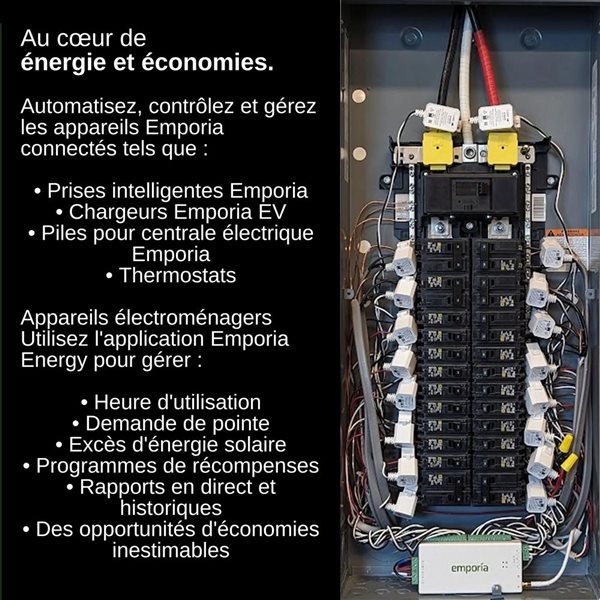 Moniteur d'énergie à 8 capteurs Vue Emporia 3e gén., système triphasé