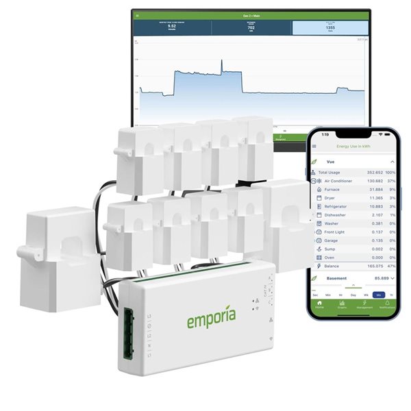 Moniteur d'énergie à 8 capteurs Vue Emporia, 3e gén.