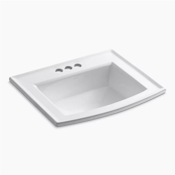 Lavabo de salle de bain Archer de KOHLER à encastrer rectangle de 22 3/4 po, blanc