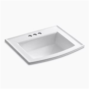 Lavabo de salle de bain Archer de KOHLER à encastrer rectangle de 22 3/4 po, blanc