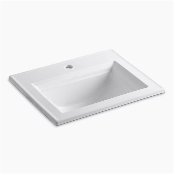 Lavabo de salle de bain blanc Memoirs Stately de KOHLER à encastrer rectangle de 22 3/4 po, monotrou