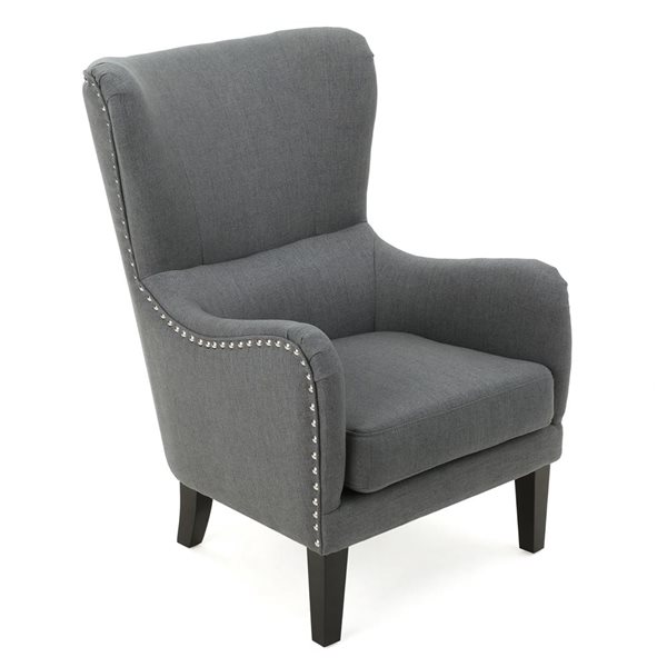 Cape Crack Grey Wood Contemporary Hi-Back Studded Arm Chair