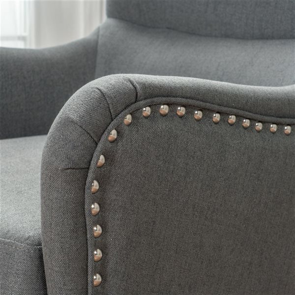 Cape Crack Grey Wood Contemporary Hi-Back Studded Arm Chair