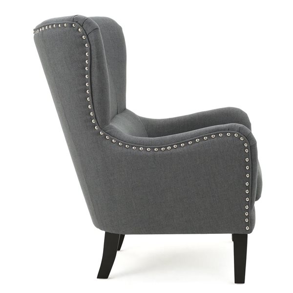 Cape Crack Grey Wood Contemporary Hi-Back Studded Arm Chair