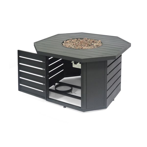 Cape Crack Liquid propane Dark Grey Iron Square Fire pit - 50000 BTUs