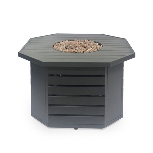 Cape Crack Liquid propane Dark Grey Iron Square Fire pit - 50000 BTUs