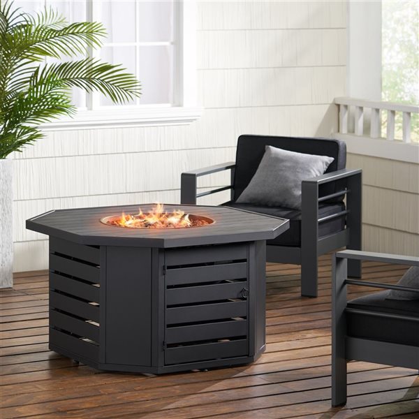 Cape Crack Liquid propane Dark Grey Iron Square Fire pit - 50000 BTUs