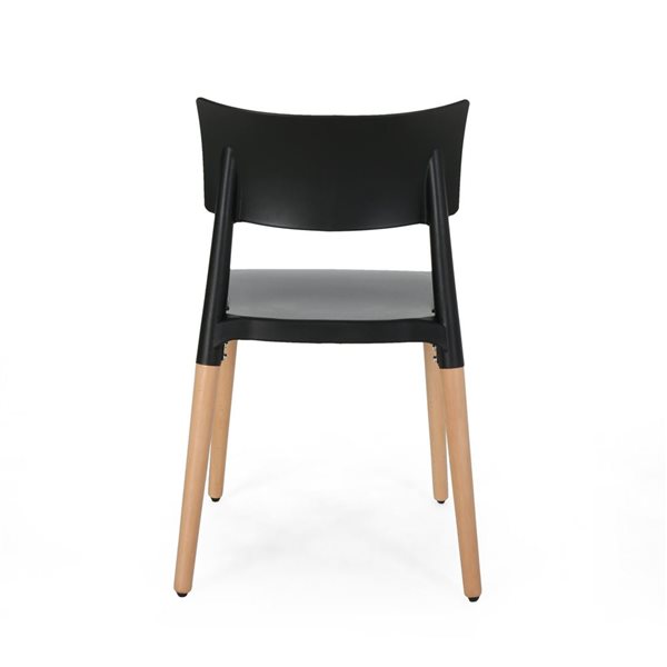 Cape Crack Black Wood Frame Black Plastic Formal Contemporary/Modern Dining Side Chair Plastic Dining Chairs - Set of 2