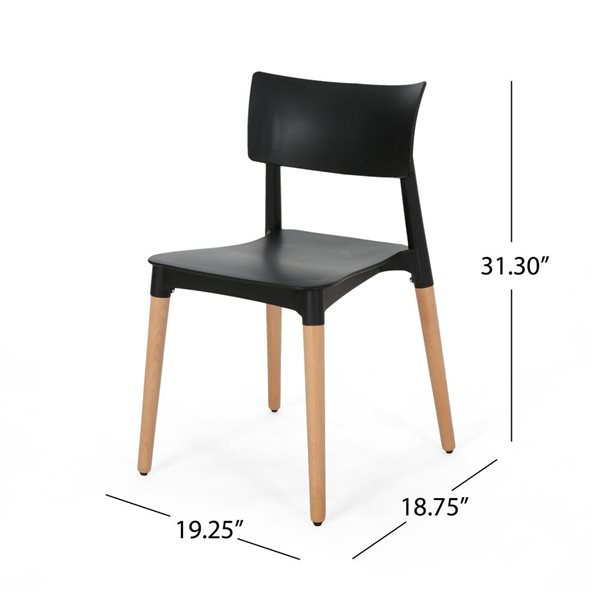 Cape Crack Black Wood Frame Black Plastic Formal Contemporary/Modern Dining Side Chair Plastic Dining Chairs - Set of 2