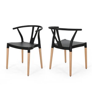 Cape Crack Black Beechwood Frame Black Formal Contemporary/Modern Dining Side Chair Plastic Dining Chairs - Set of 2