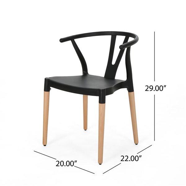 Cape Crack Black Beechwood Frame Black Formal Contemporary/Modern Dining Side Chair Plastic Dining Chairs - Set of 2