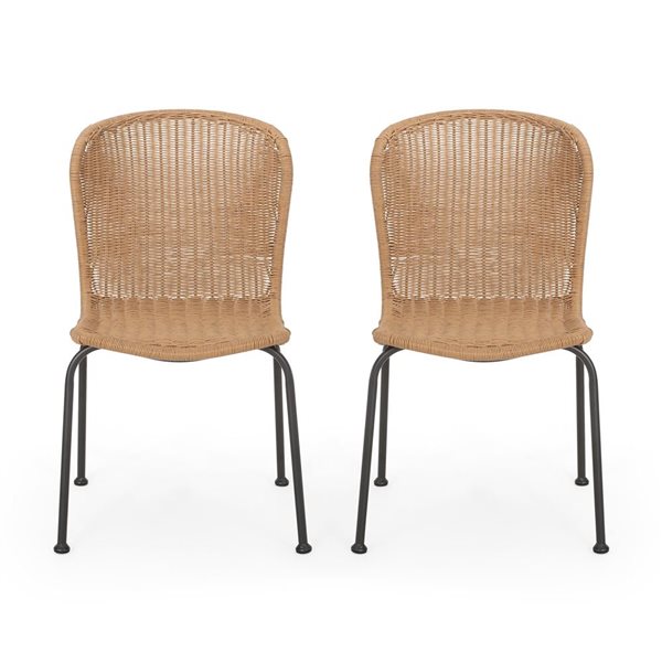 Cape Crack Light Brown Rattan Contemporary Boho Chairs - Set of 2