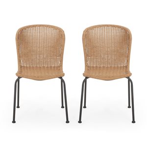 Cape Crack Light Brown Rattan Contemporary Boho Chairs - Set of 2