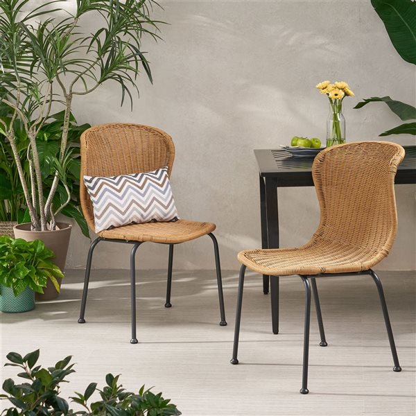 Cape Crack Light Brown Rattan Contemporary Boho Chairs - Set of 2