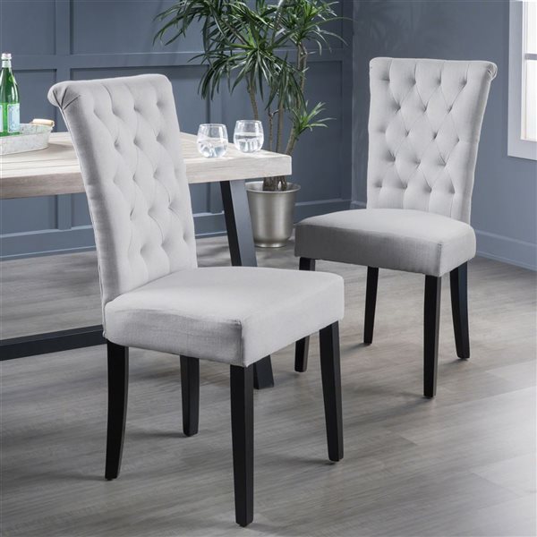 Cape Crack Wood Frame Light Grey Polyester Casual Traditional Charlotte Dining Side Chairs  - Set of 2