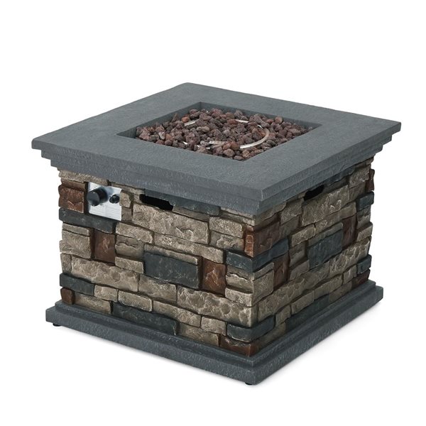 Cape Crack Liquid propane Stone Grey Concrete Square Fire pit - 40000 BTUs