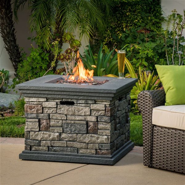 Cape Crack Liquid propane Stone Grey Concrete Square Fire pit - 40000 BTUs