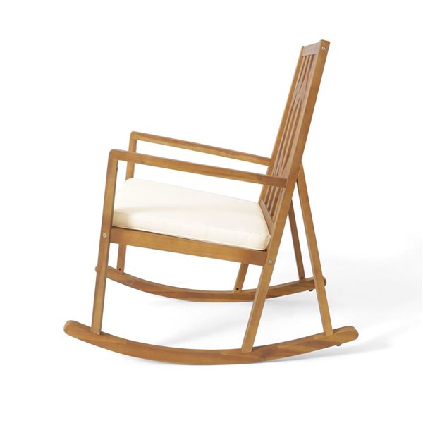 Cape Crack Nuna Teak Wood Contemporary Rocking Chair with Cushion