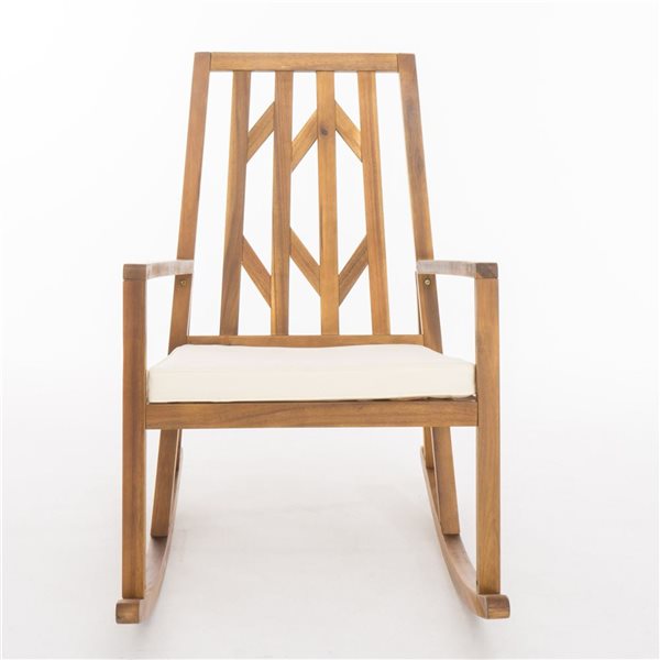 Cape Crack Nuna Teak Wood Contemporary Rocking Chair with Cushion