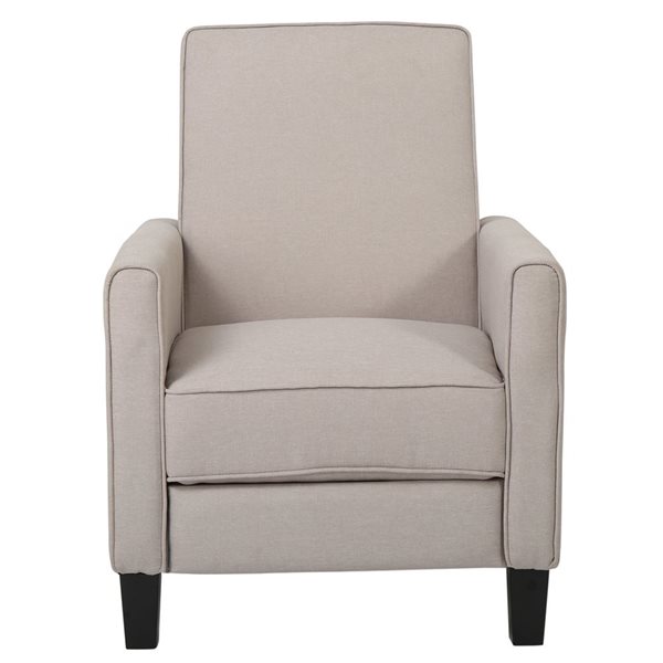 Cape Crack Beige Wood Transitional  Recliner Push Back Chair